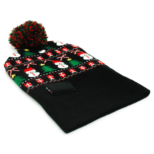 Gorro Negro Navideño con Luces LED Parpadeantes