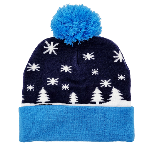 Gorro Azul Navideño con Luces LED Parpadeantes