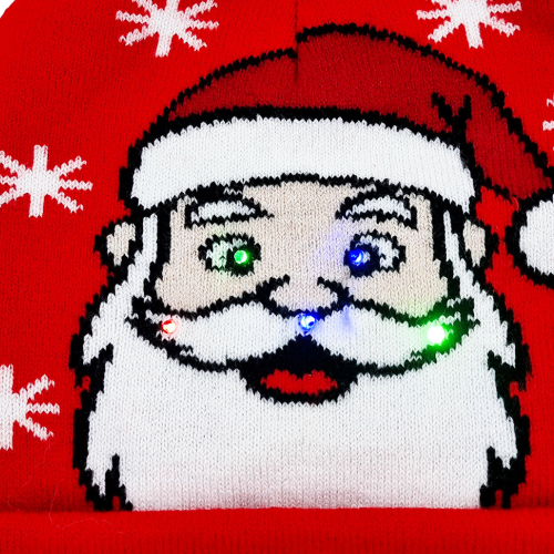 Gorro Rojo Navideño con Luces LED Parpadeantes