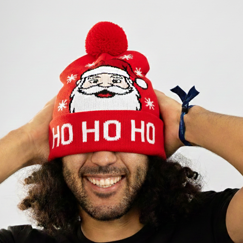 Gorro Rojo Navideño con Luces LED Parpadeantes