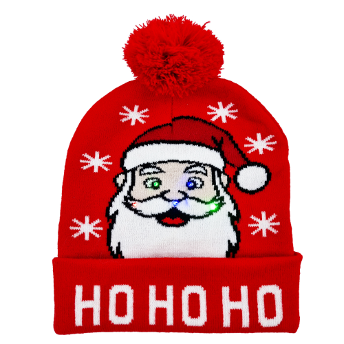 Gorro Rojo Navideño con Luces LED Parpadeantes