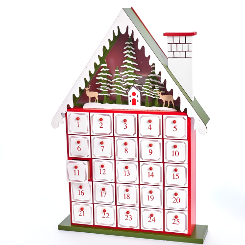 Calendario de Adviento de Madera con Cajones Rellenables