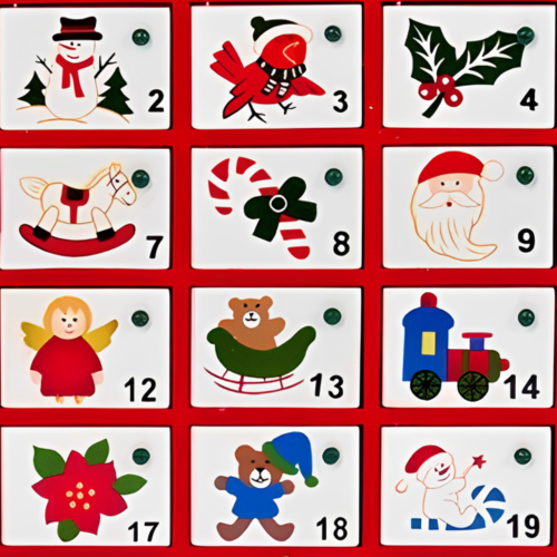 Calendario de Adviento de Madera Casa con Cajones Rellenables