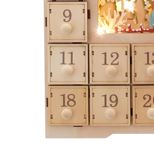 Calendario de Adviento de Madera con Belén y Cajones Rellenables