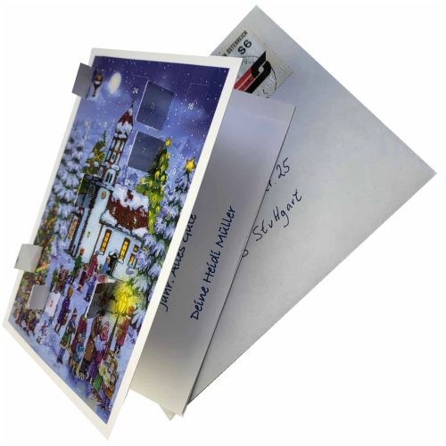 Calendario de Adviento de postal "Nochebuena en la iglesia"