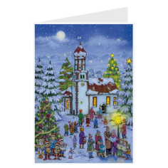Calendario de Adviento de postal "Nochebuena en la iglesia"