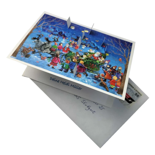 Calendario de Adviento de postal  "Paseo en trineo"