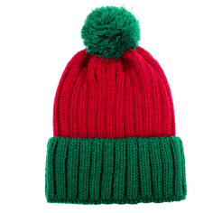 Gorro tipo beanie de Santa: rojo con borde verde