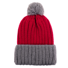 Gorro tipo beanie de Santa: rojo con borde gris
