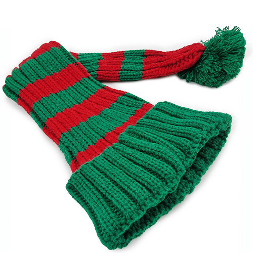 Gorro de Punto a Rayas Rojas y Verdes