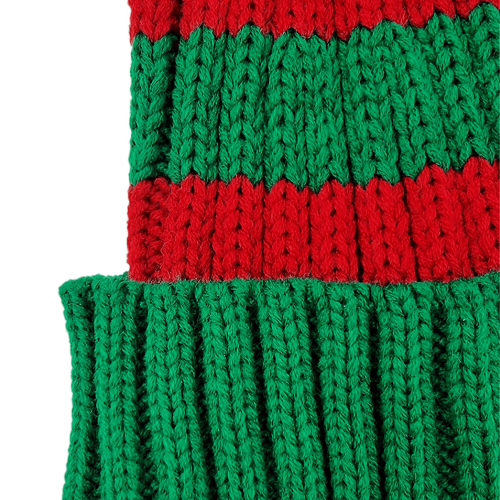 Gorro de Punto a Rayas Rojas y Verdes
