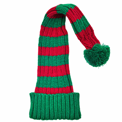 Gorro de Punto a Rayas Rojas y Verdes