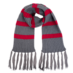 Bufanda - Gris con rayas rojas