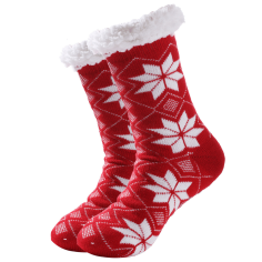 Calcetines Navideños Rojos con Copos de Nieve para Adultos