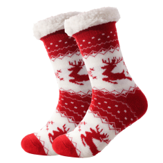 Calcetines Navideños Rojos y Blancos con Reno para Adultos