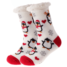 Calcetines Térmicos Blancos con Pingüinos para Adultos