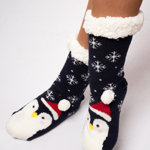 Calcetines Térmicos Azul con Pingüino para Adultos