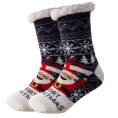 Calcetines Térmicos Navideños Azul con Papá Noel para Adultos