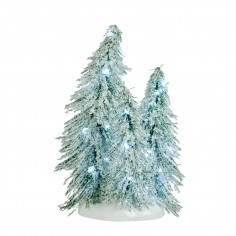 3 Snowy trees on base white light battery operated - l12xw10