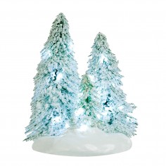 3 Snowy trees on base white light battery operated - l9xw8xh