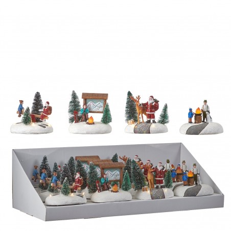 Christmas scenery 4 assorted battery operated display - l11x