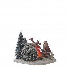 Santa with campfire white battery operated - l11