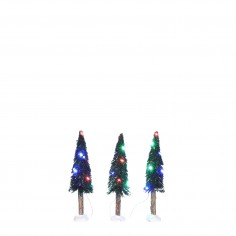 Bristle tree on log with multicolour light 3 pieces battery