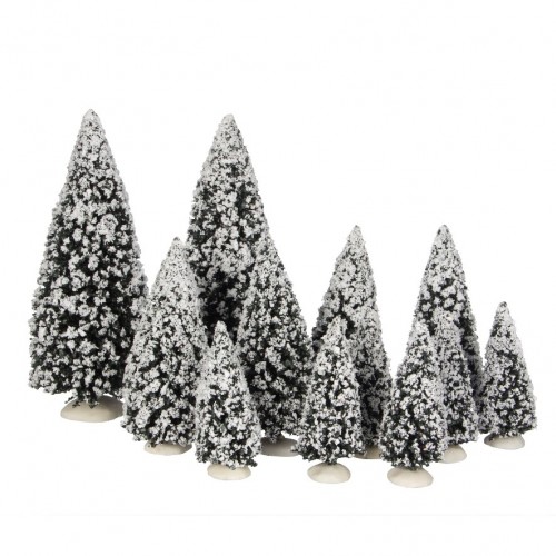 Tree evergreen assorted 12 pieces - l29xw9xh30cm